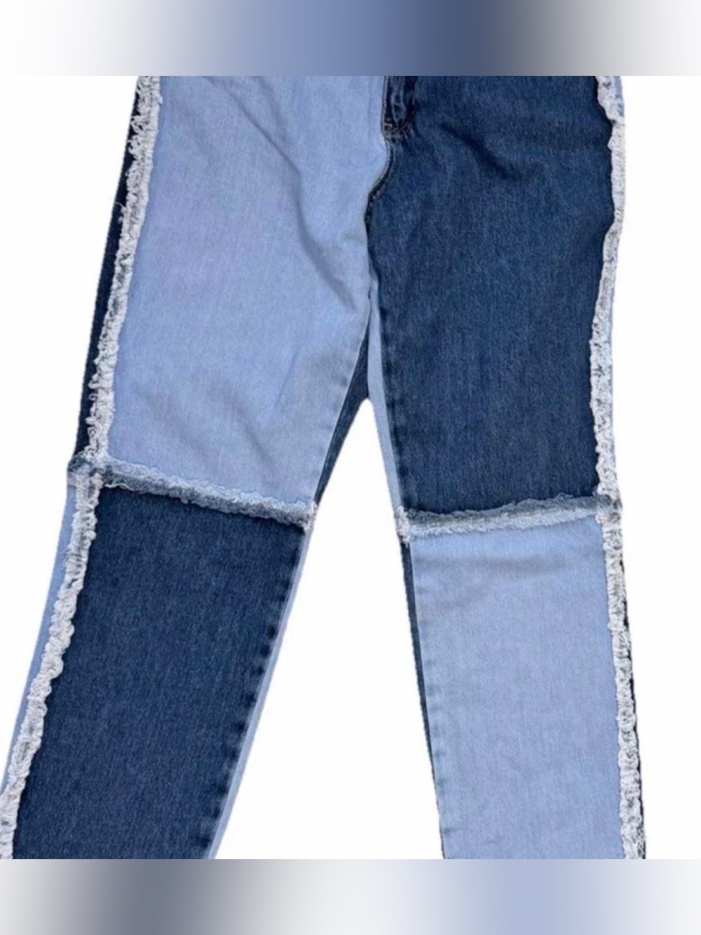 The ragged priest Patchwork Two-Tone Blue Jeans